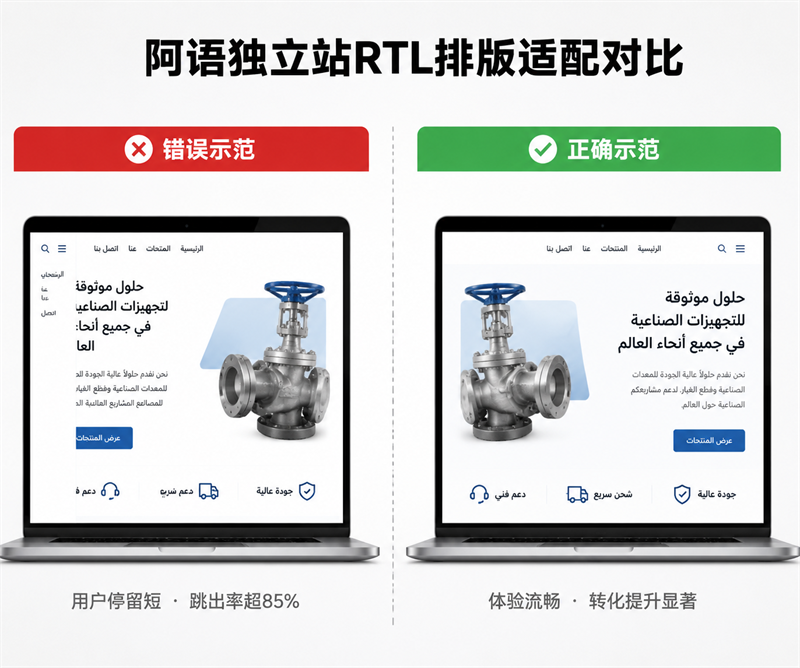 阿语独立站RTL排版适配对比