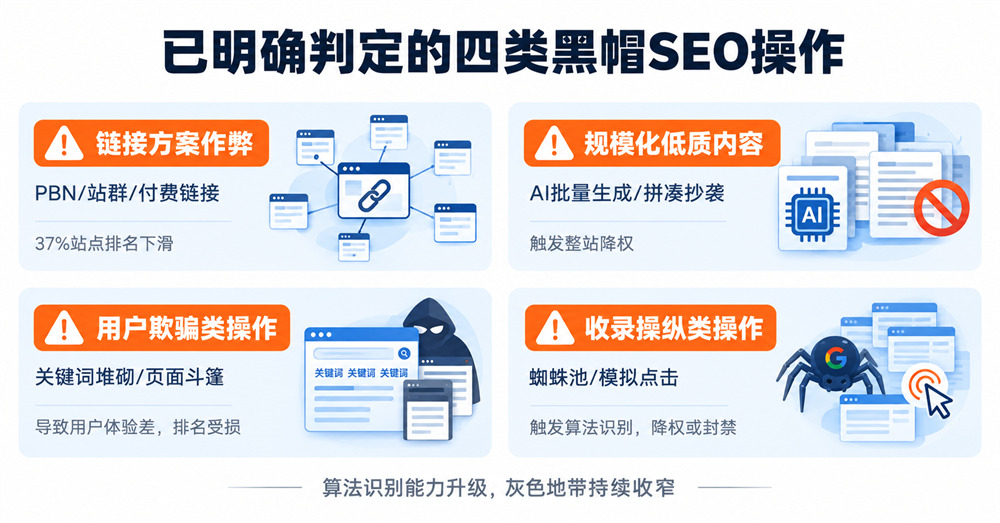 已明确判定的四类黑帽SEO操作 已明确判定的四类黑帽SEO操作